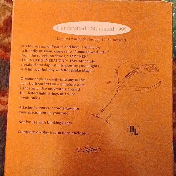 1995 Hallmark Romulan Warbird Light Up Ornament from Star Trek the Next Generati - Picture 2 of 6
